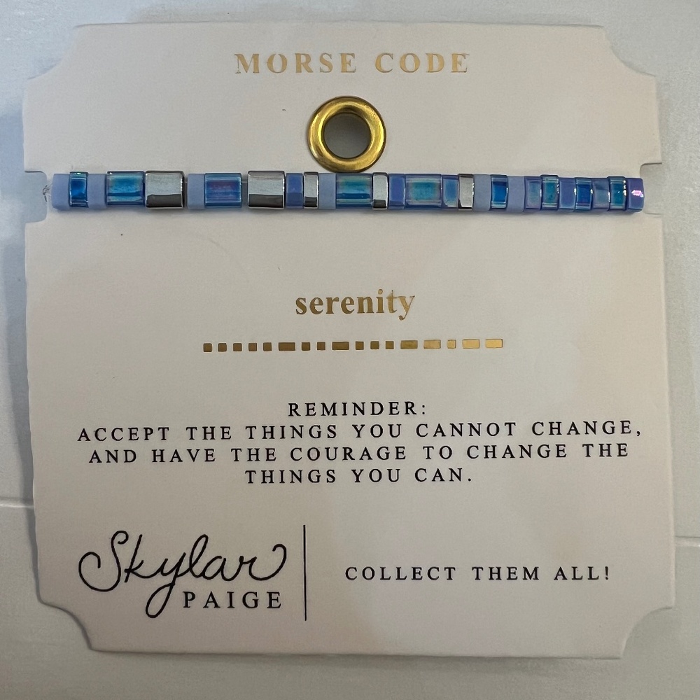 Skylar Paige - SERENITY - Morse Code Tila Beaded Bracelet - Peaceful Periwinkle